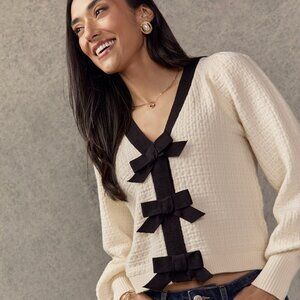 Corinne Bow Front Short Cardigan - SIZE L